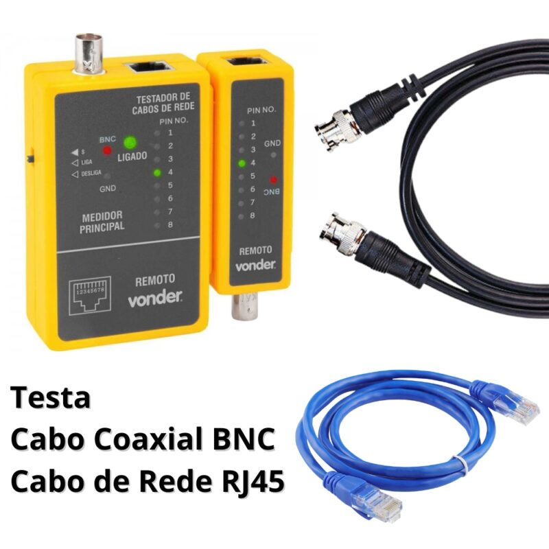 Testador de Cabo de Rede RJ45 e Cabo Coaxial BNC, Master e Remoto - Vonder - Image 2