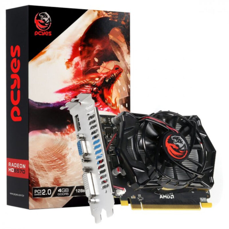 Placa De Video Amd Radeon Hd 6570 4gb Gddr5 128 Bits Single Fan Gaming Edition - Pjhd6570gr54gsf