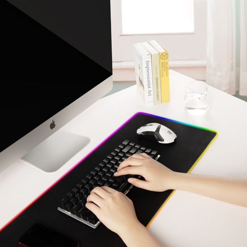 Mouse Pad Gamer Extra Grande 800x300mm Led Rgb Exbom MP-LED3080 - Preto - Image 8