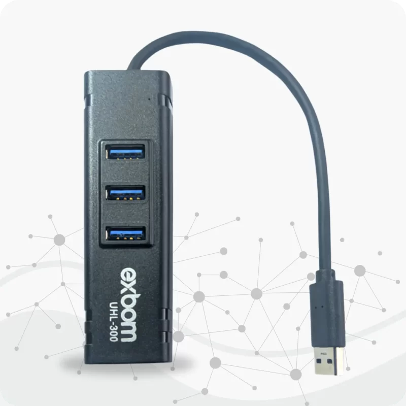 Hub usb com 3 portas e adaptador de rede gigabit ethernet uhl-300 exbom