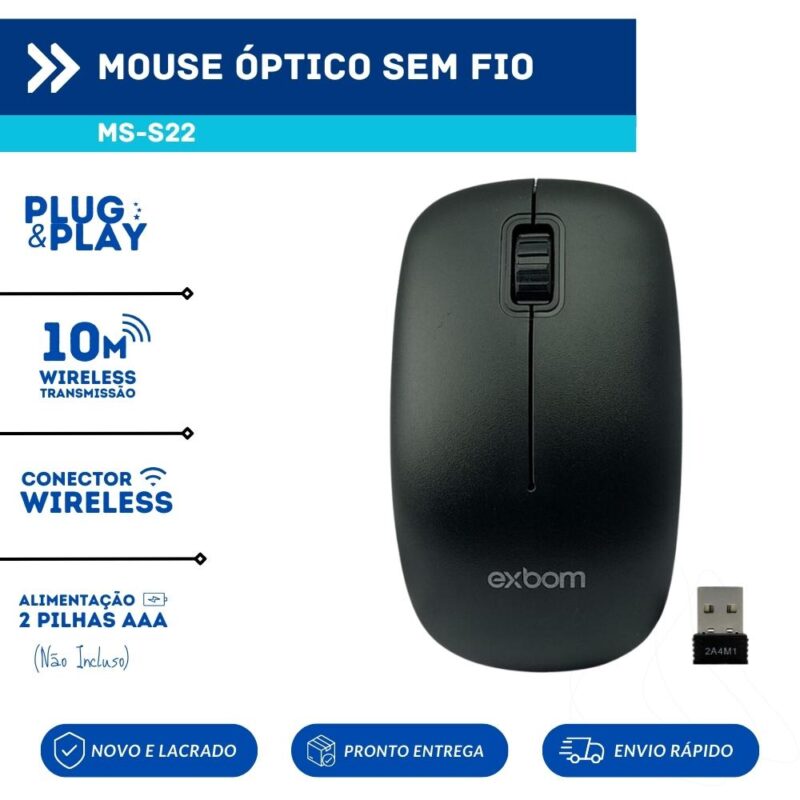 Kit Mouse Sem Fio Wireless 2.4Ghz 1200DPI Compatível PC Notebook 25 Unidades - Image 2