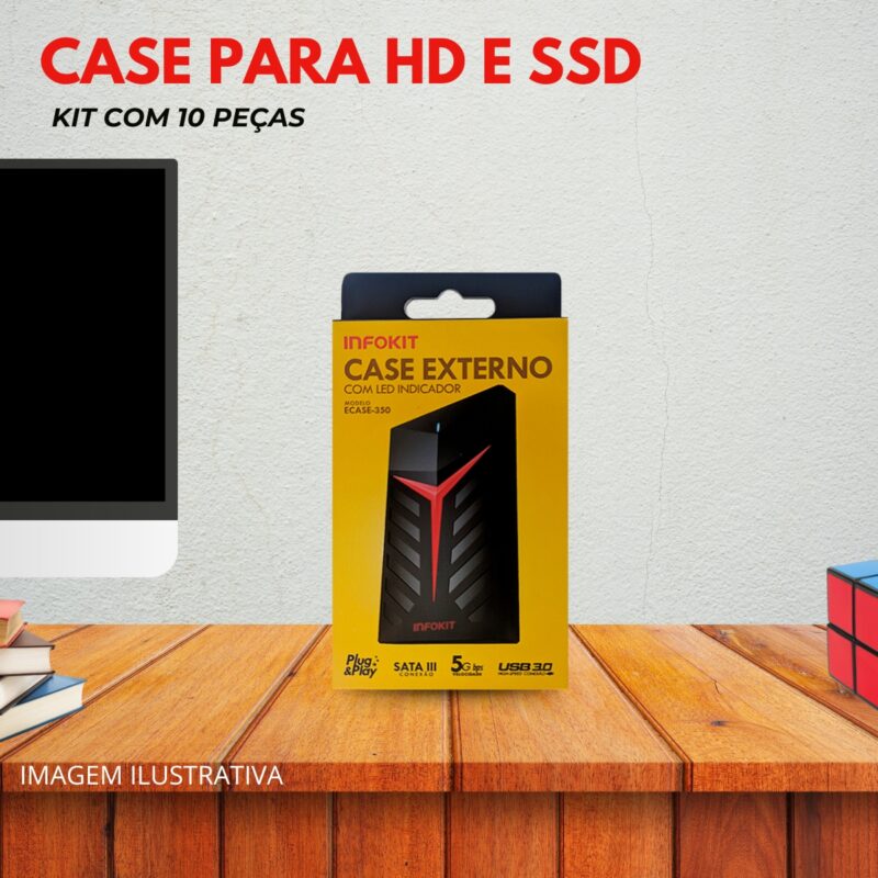 10 Case Gaveta Hd Ssd Externo 2.5 Pol Sata 3 Usb 3.0 Velocidade 5.0 Gbps Suporta Até 3TB - Image 3