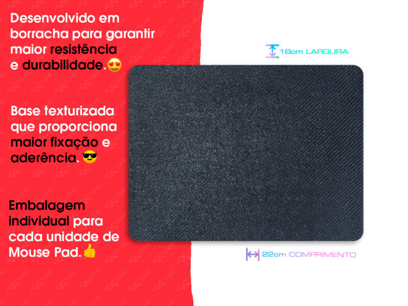 Mouse Pad Pequeno Emborrachado e Aderente 22x18cm 100 Peças Pretas - Image 2