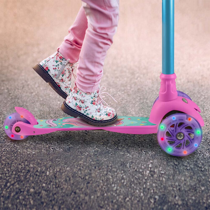 Patinete Infantil 3 Rodas Com LED Guidão Ajustável Suporta até 40Kg Unicórnio Atrio - ES113 - Image 7