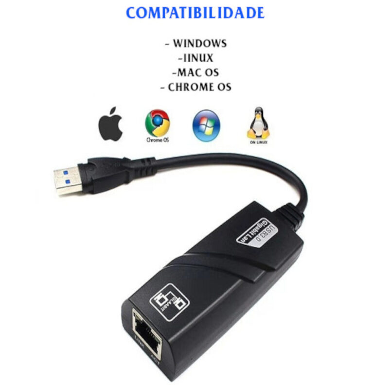 Placa de Rede Externa Adaptador Usb 3.0 para RJ-45 Gigabit AU-25 - Image 3