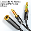 Cabo p3 p2 Adaptador de Áudio 1 P3 Fêmea x 2 P2 Macho 3.5mm - Image 5
