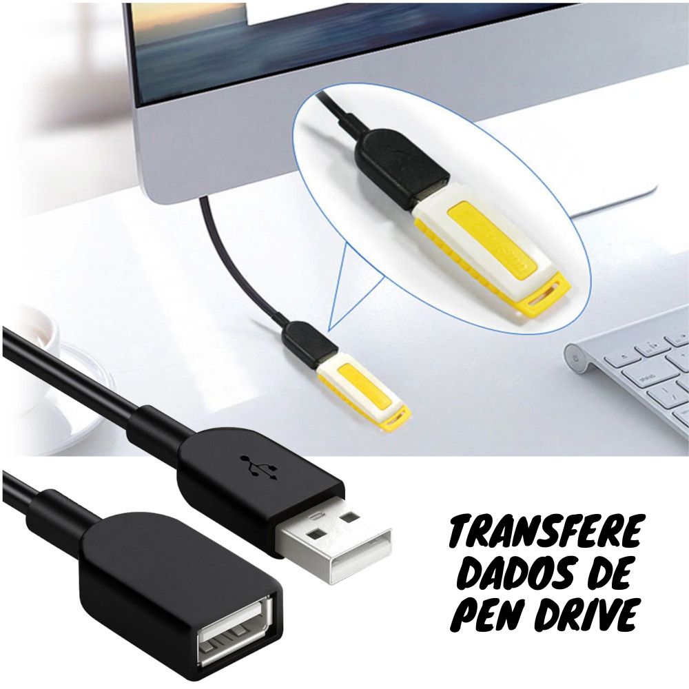 Cabo Usb 2.0 Extensor Com 1.5 Metros Macho x Fêmea - Imagem 2