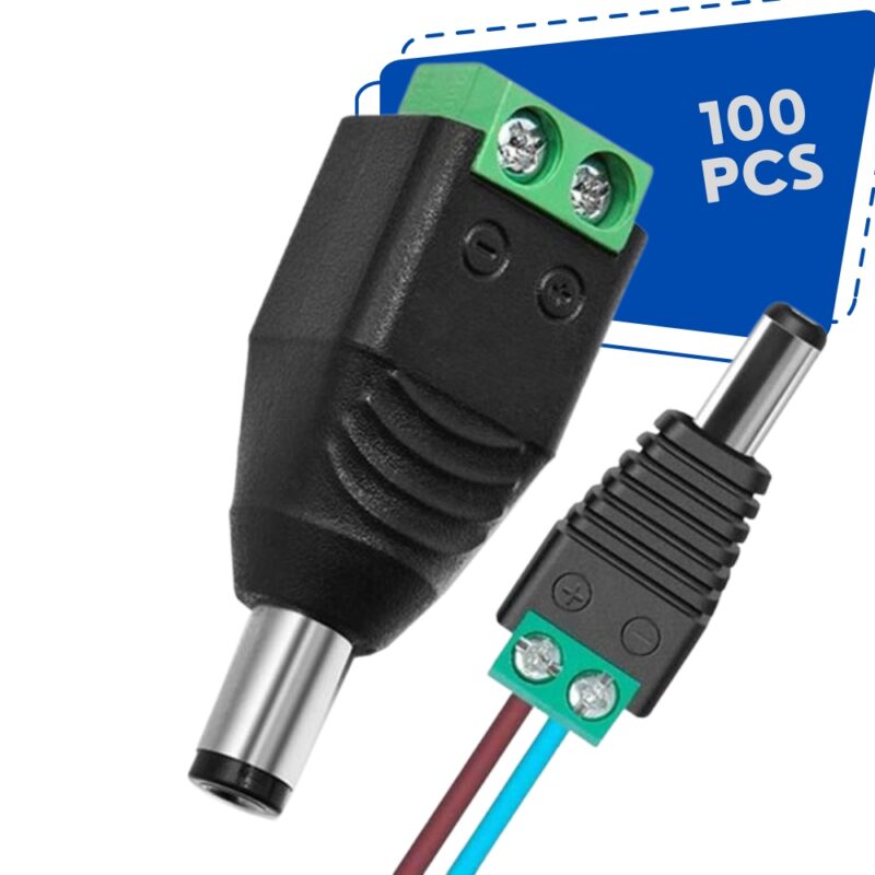 100 Conector P4 Macho Borne Cftv Alimentação Câmera Fita Led