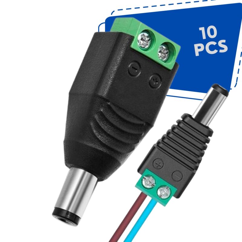 10 Conector P4 Macho Borne Cftv Alimentação Câmera Fita Led