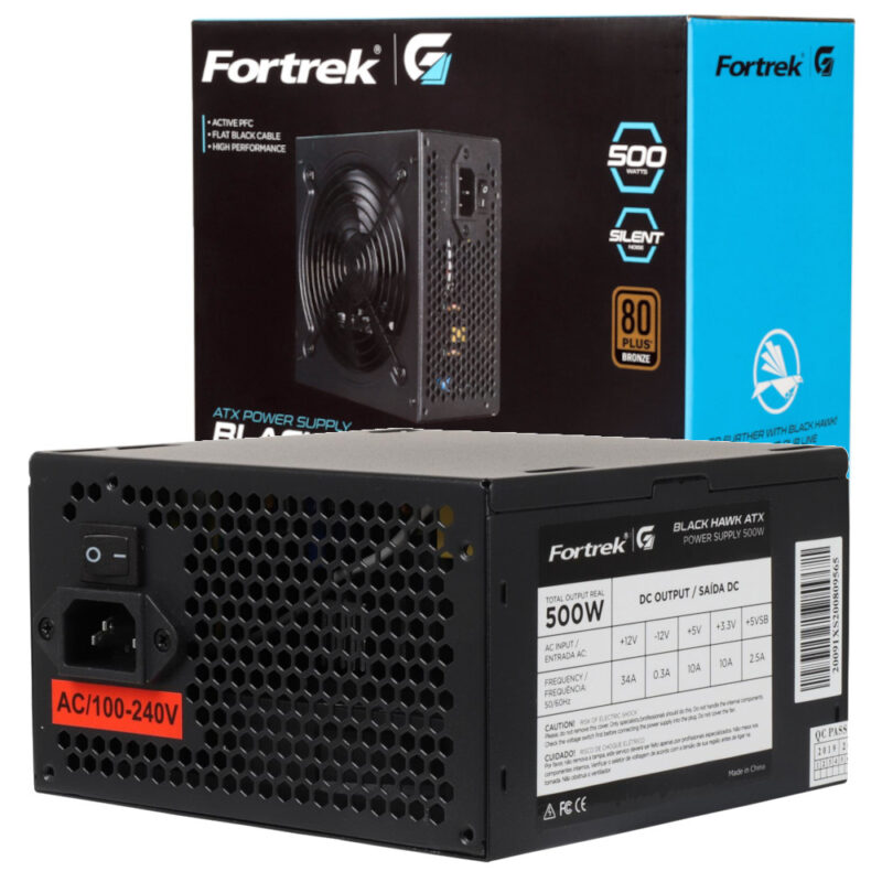 Fonte Atx Black Hawk 500w Pfc Ativo 80plus Bronze Fortrek G