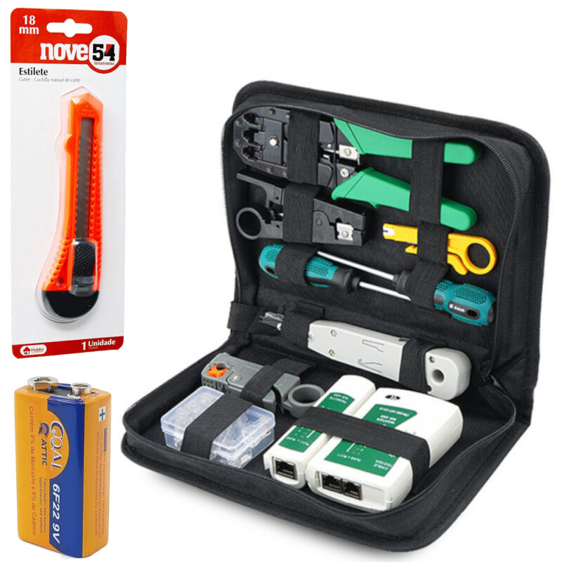 Kit de Ferramentas de Rede 12 Itens Manutenção de Rede Computador Informática TI