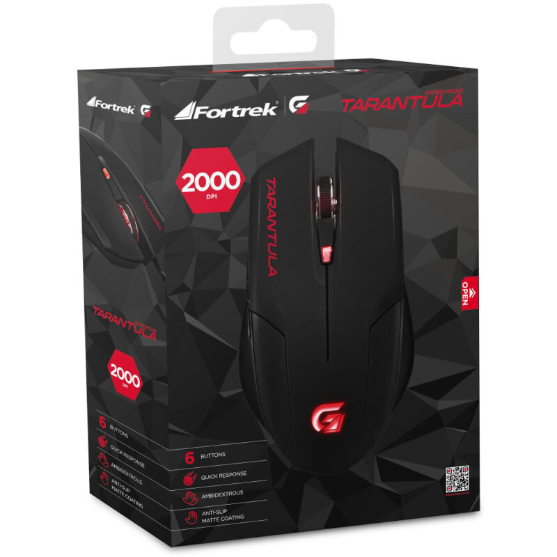 Mouse Gamer Fortrek Tarantula OM-702 Preto e Vermelho 2000 DPI - Image 5