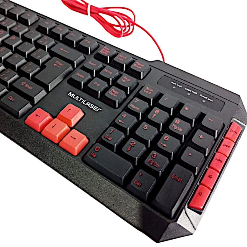 Teclado Gamer Pc Multilaser Multimídia Usb 2.0 Teclas Vermelhas Abnt2 - Image 7