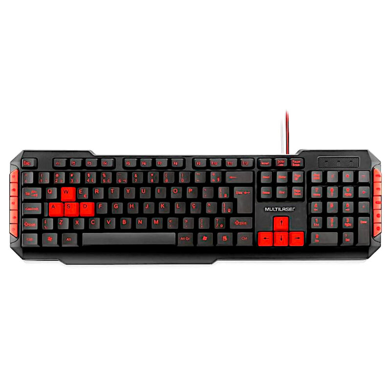 Teclado Gamer Pc Multilaser Multimídia Usb 2.0 Teclas Vermelhas Abnt2