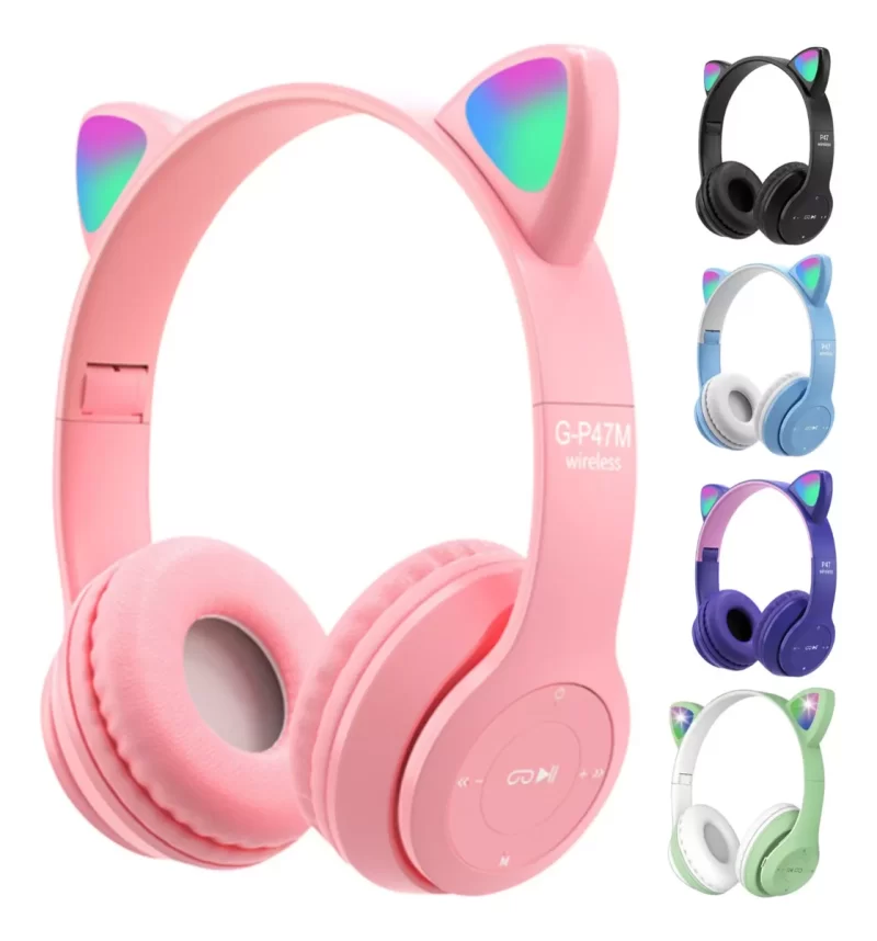 Fone de Ouvido Gatinho Bluetooth Infantil LED – Perfeito para Meninos e Meninas Altomex B-19