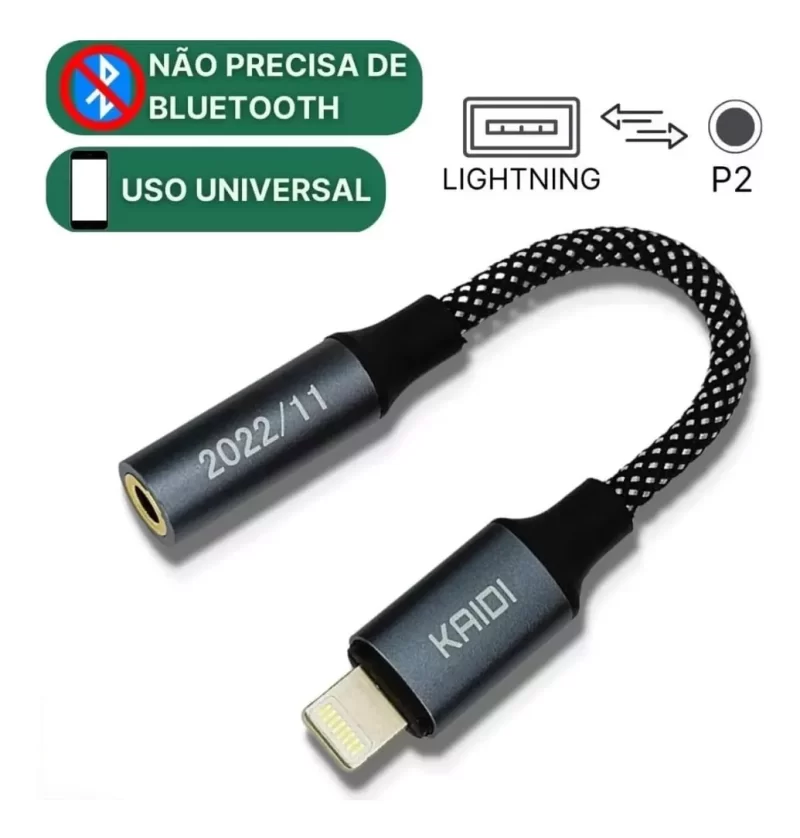 Cabo Adaptador Kaidi Lightning para P2 – Compatível com iPhone KD-163 - Image 4