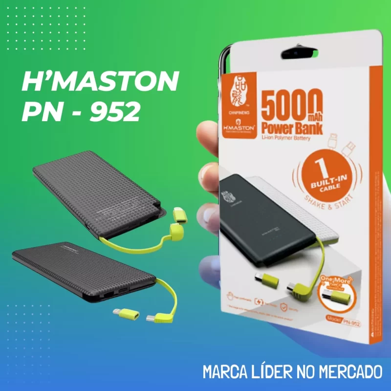 Carregador Power Bank 5000mAh Hmaston PN-952 – Energia Compacta para o Seu Dia a Dia - Image 2