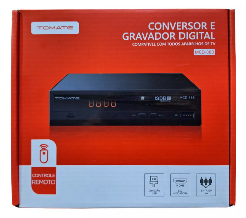 Conversor e Gravador Digital Tomate MCD-888 HDMI USB Cor Preto 110V/220V