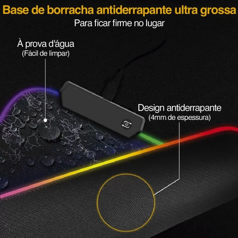 Mouse Pad Gamer Extra Grande 800x300mm Led Rgb Exbom MP-LED3080 MAPA - Image 4