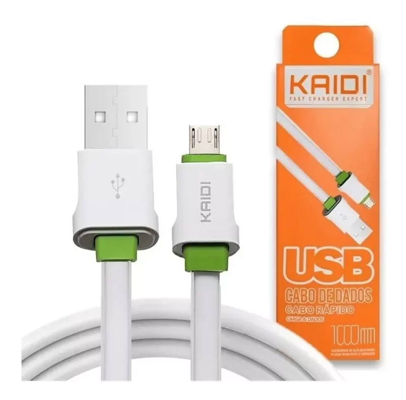 Cabo Carregador Rápido USB para V8, 1 Metro Kaidi KD-305