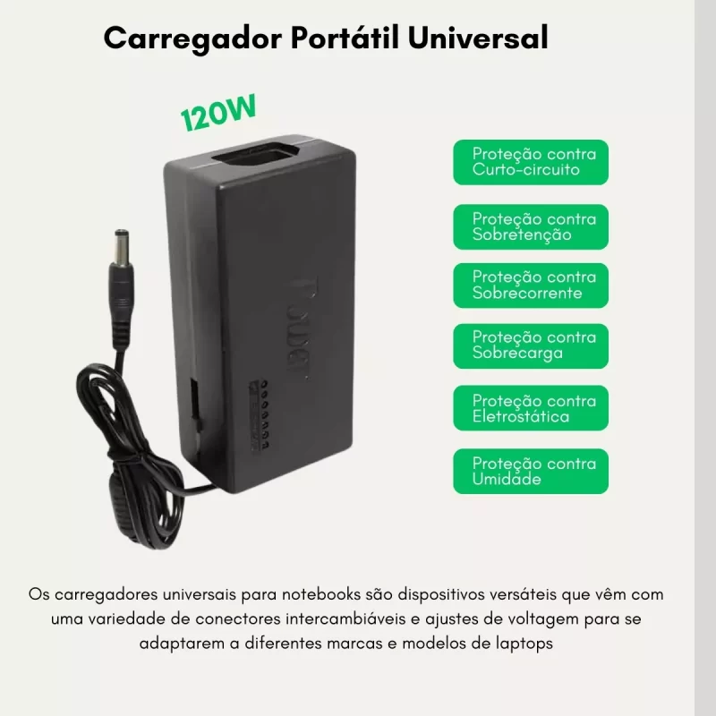 Fonte Carregador Universal para Notebook com 9 Plugs Bivolt 12V-24V Grasep D-RR100 - Image 4