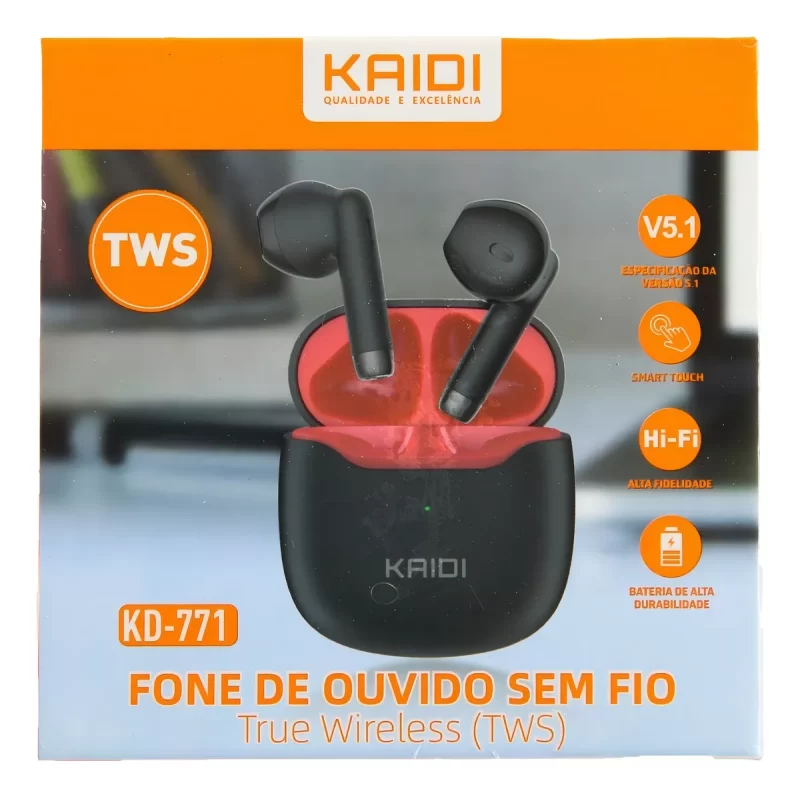 Fone de Ouvido Sem Fio TWS Bluetooth 5.1 Kaidi KD-771 – Conexão Estável e Áudio Premium - Image 3