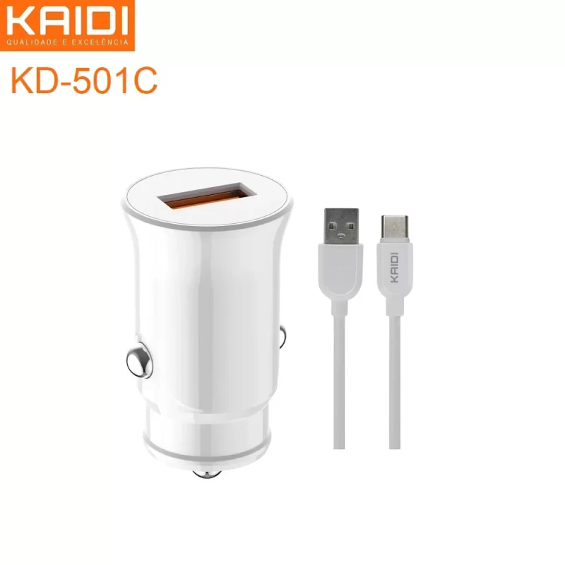 Carregador Veicular Turbo Kaidi KD-501C Com Cabo Tipo-C - Image 2