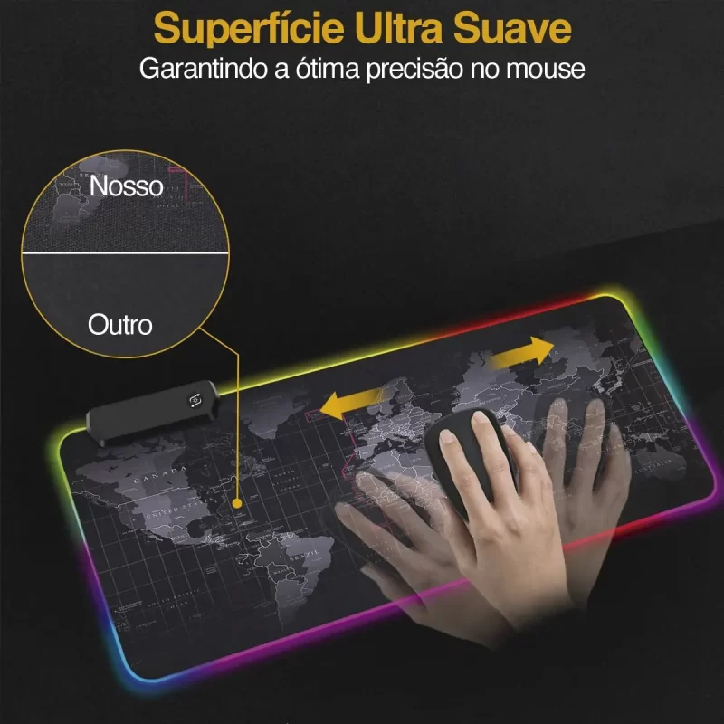 Mouse Pad Gamer Extra Grande 800x300mm Led Rgb Exbom MP-LED3080 MAPA - Image 5